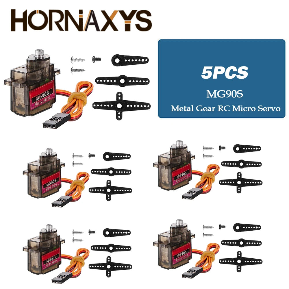1-10PCS MG90S Micro Servo Motor Metal Gear Analog RC Servomotor 180 360 Degree  For Mini Car Airplane Helicopter Arduino Robot