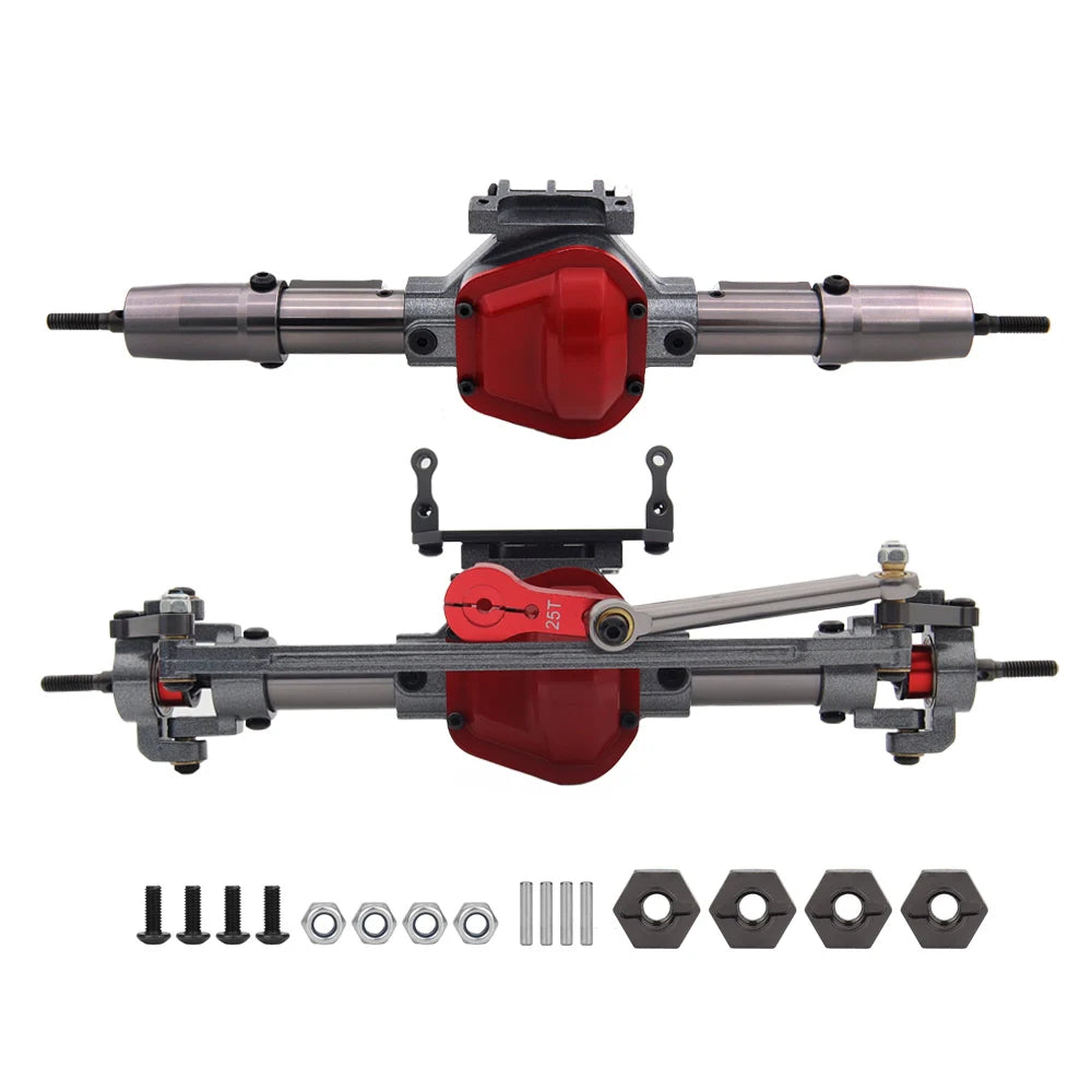 SCX10 Axle CNC Metal RC Car Front & Rear Axle With Adapter Servo Armfor Axial SCX10 1/10 RC Crawler Car Upgrade Parts