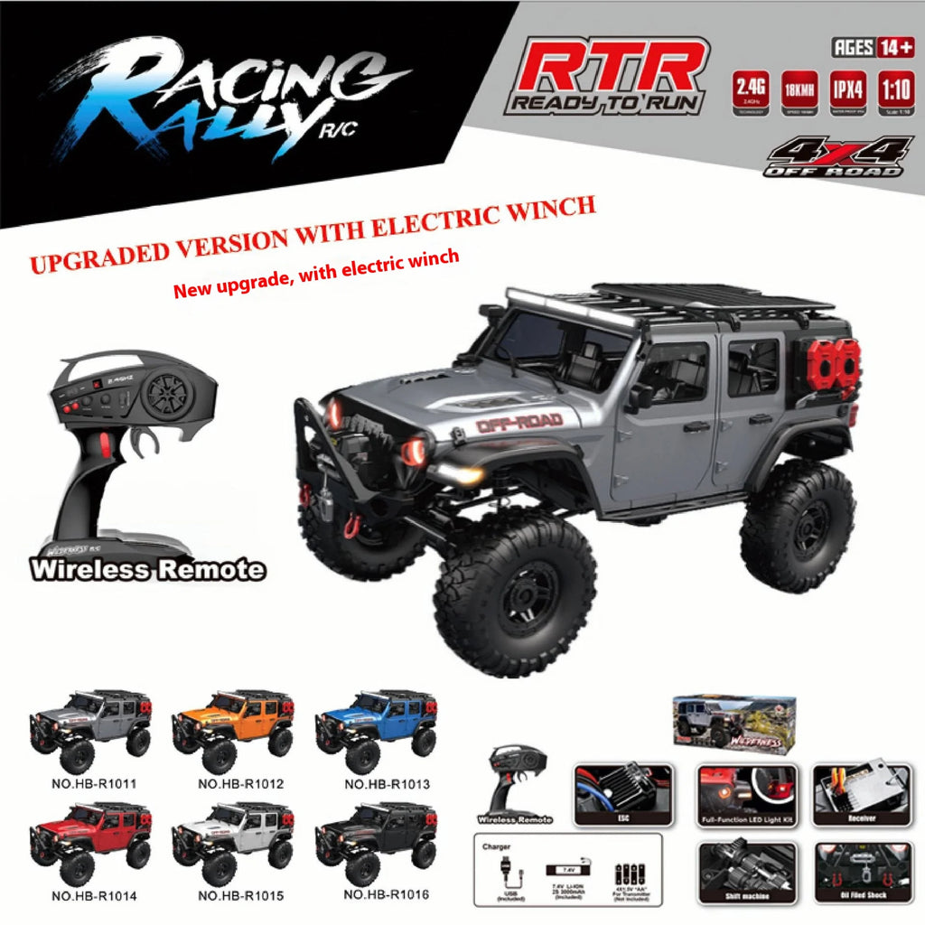 NEW Upgrades 2025 HB R001 Bronco with electric winch 1/10 4WD Remote Control Off-road Vehicle Electric Model RC Climbing