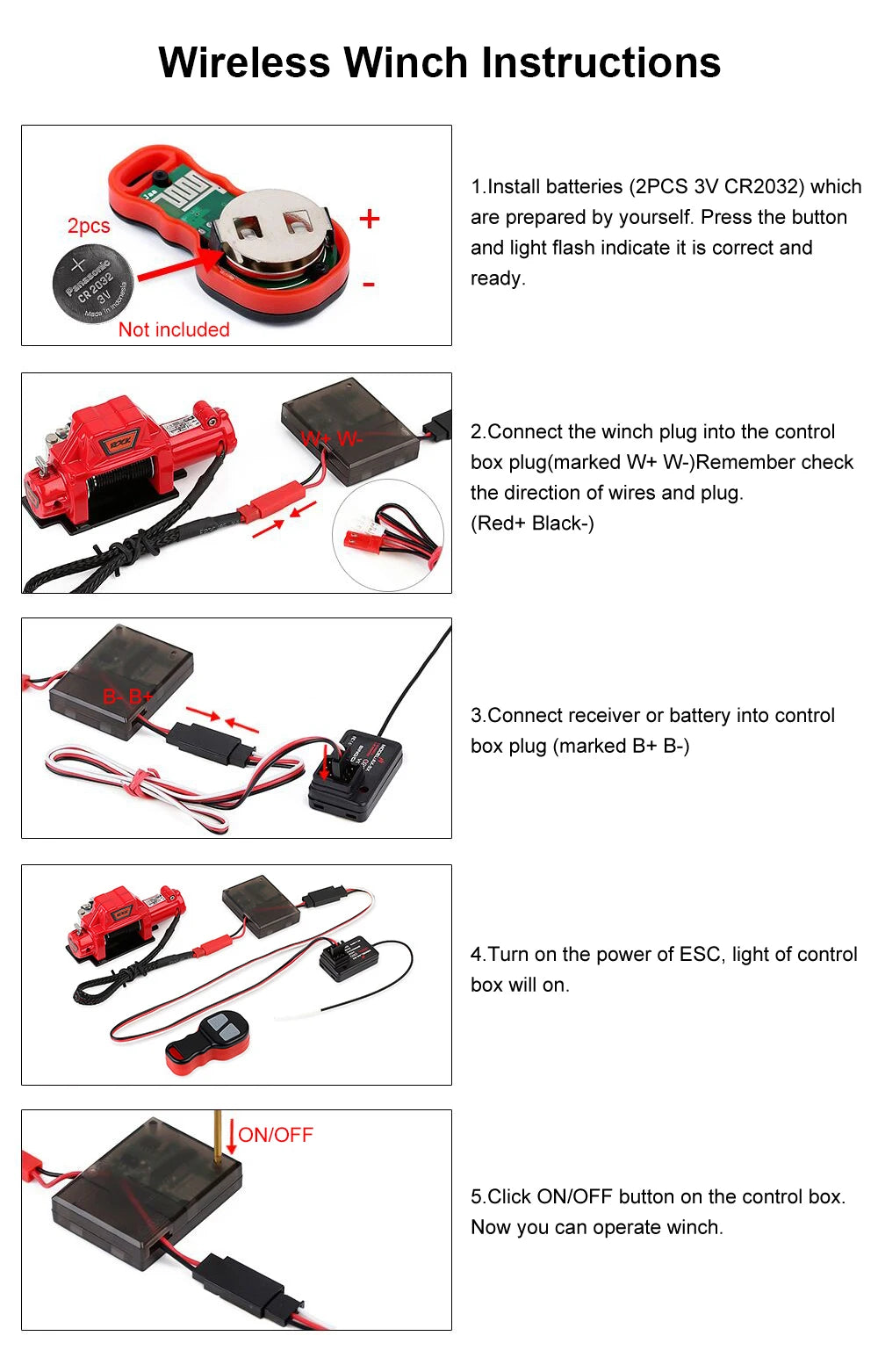 INJORA Metal Winch Wireless Remote Controller System for 1:10 RC Crawler Car Axial SCX10 90046 TRX4 TRX6 Gen8 Upgrade Parts