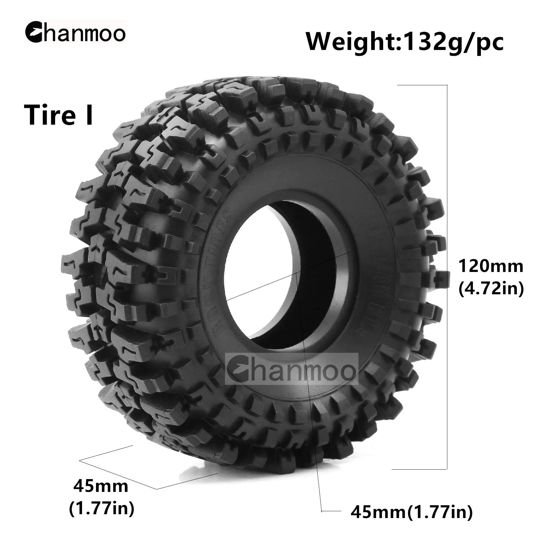 1.9in Crawler Tires Rock Wheels Mud Tyre for 1/10 Scale RC Car Axial Traxxas SCX10 II III TRX4 RC4WD D90 YK4102 Gen8 Redcat