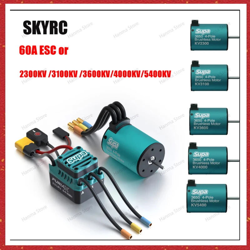 SKYRC Brushless Motor ESC Combo FuriaX Supa 3650 5400KV 、4000KV 、3600KV、3100kv、 2300KV Motor 60A ESC 2-3S For 1/10 RC Car