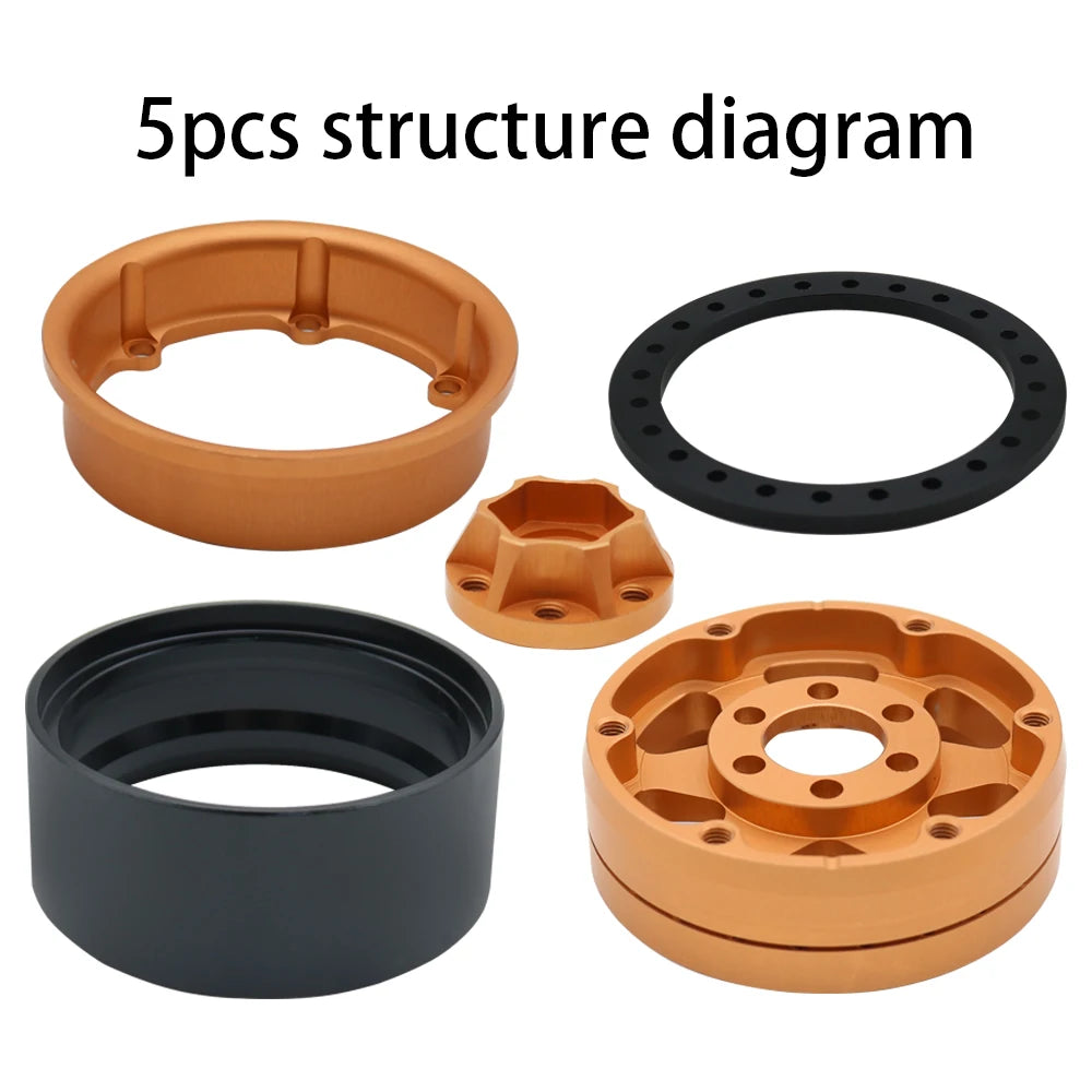 Metal 6 Spokes 1.9 Inch Beadlock Wheel Hub Rim for 1/10 RC Crawler Axial RBX10 SCX10 90046 Capra 1.9 UTB TRX4 RedCat D90