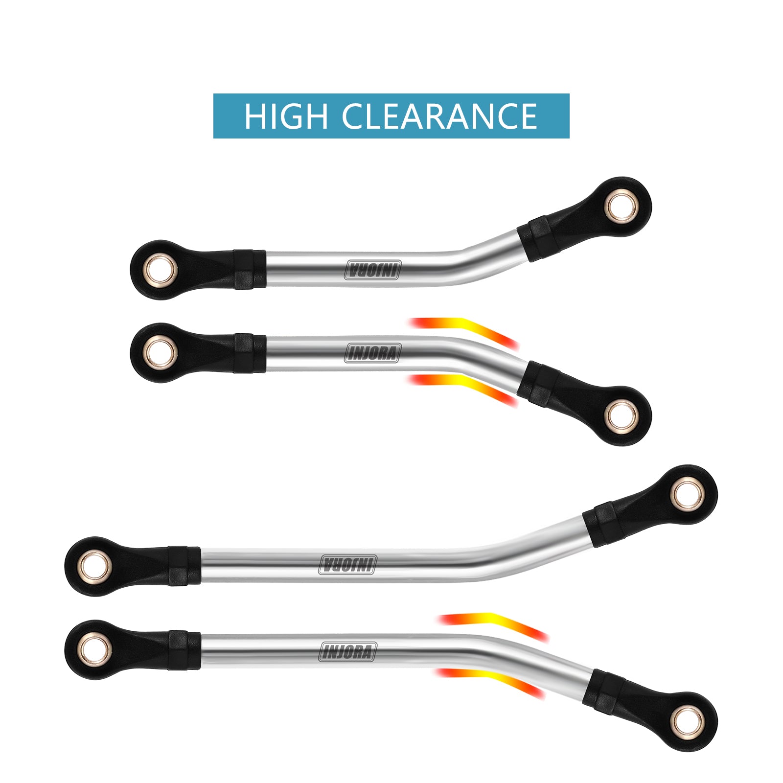 INJORA Stainless Steel High Clearance Chassis Links Steering Link Set for 1/18 RC Crawler TRX4M Defender Bronco (4M-08 4M-57)