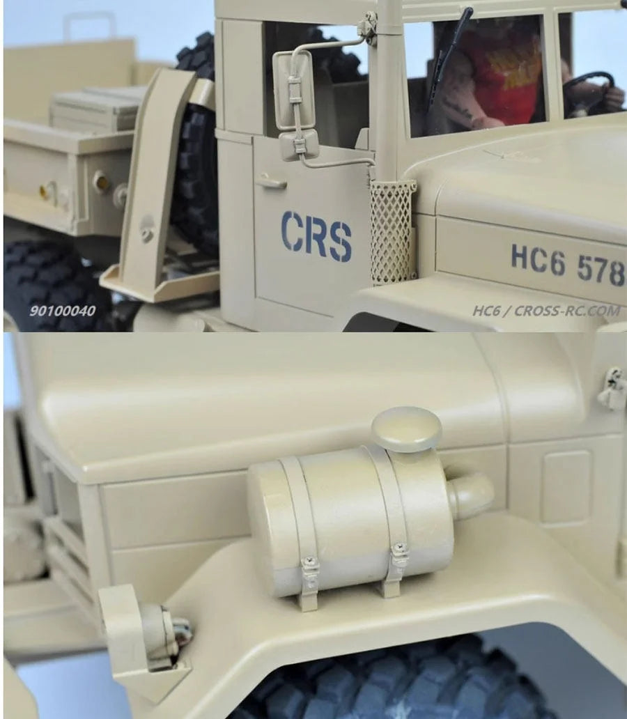 CROSS HC6 M35 Style 6X6 RC Car Military Truck Electric Remote Control Hard Shell Off Road Rock Crawler Dual Speed Model Vehicle