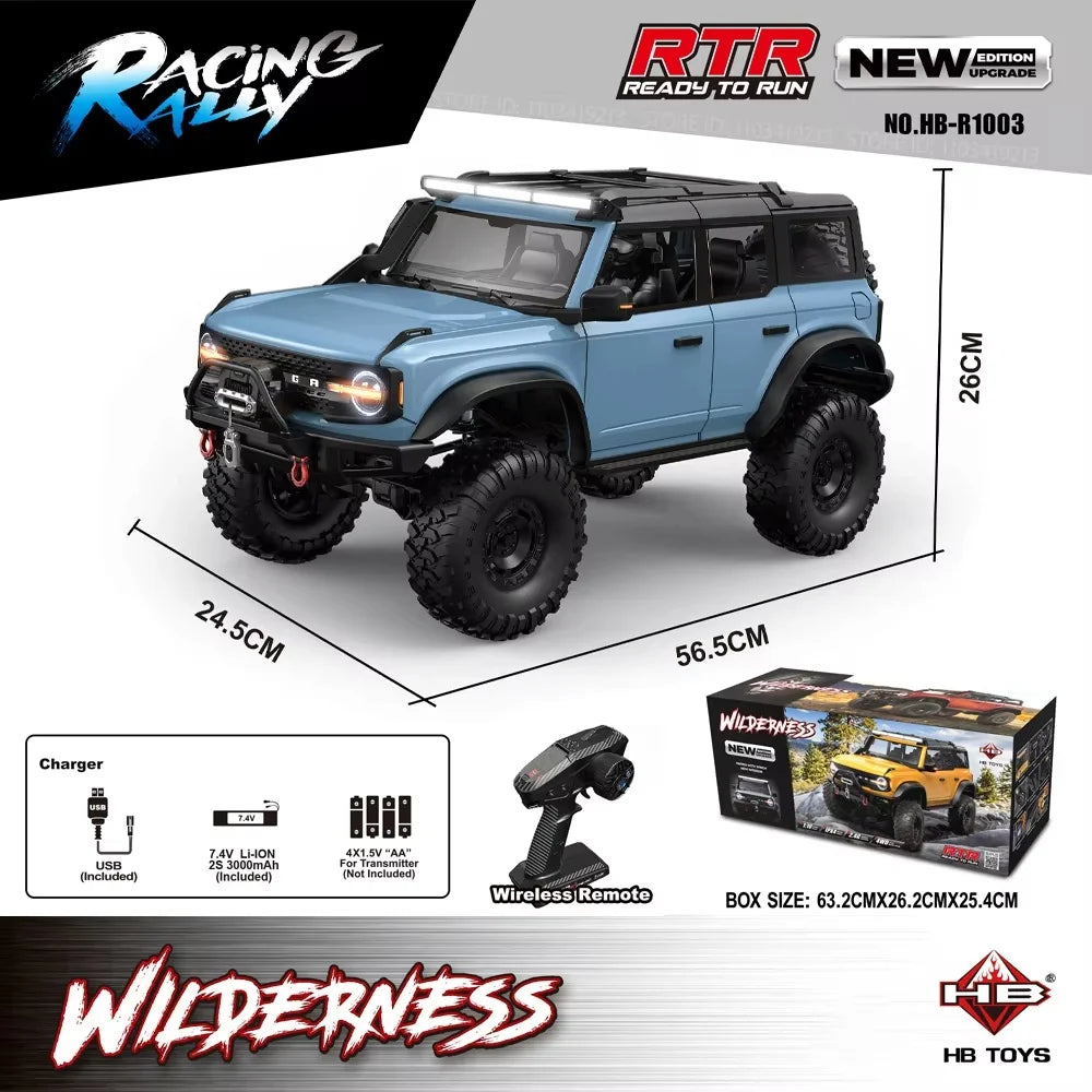 2025 HB-R100 Series RC Car New Upgrade Ford Bronco 1:10 Full Scale Model Climbing Car High Speed Off-Road Vehicle