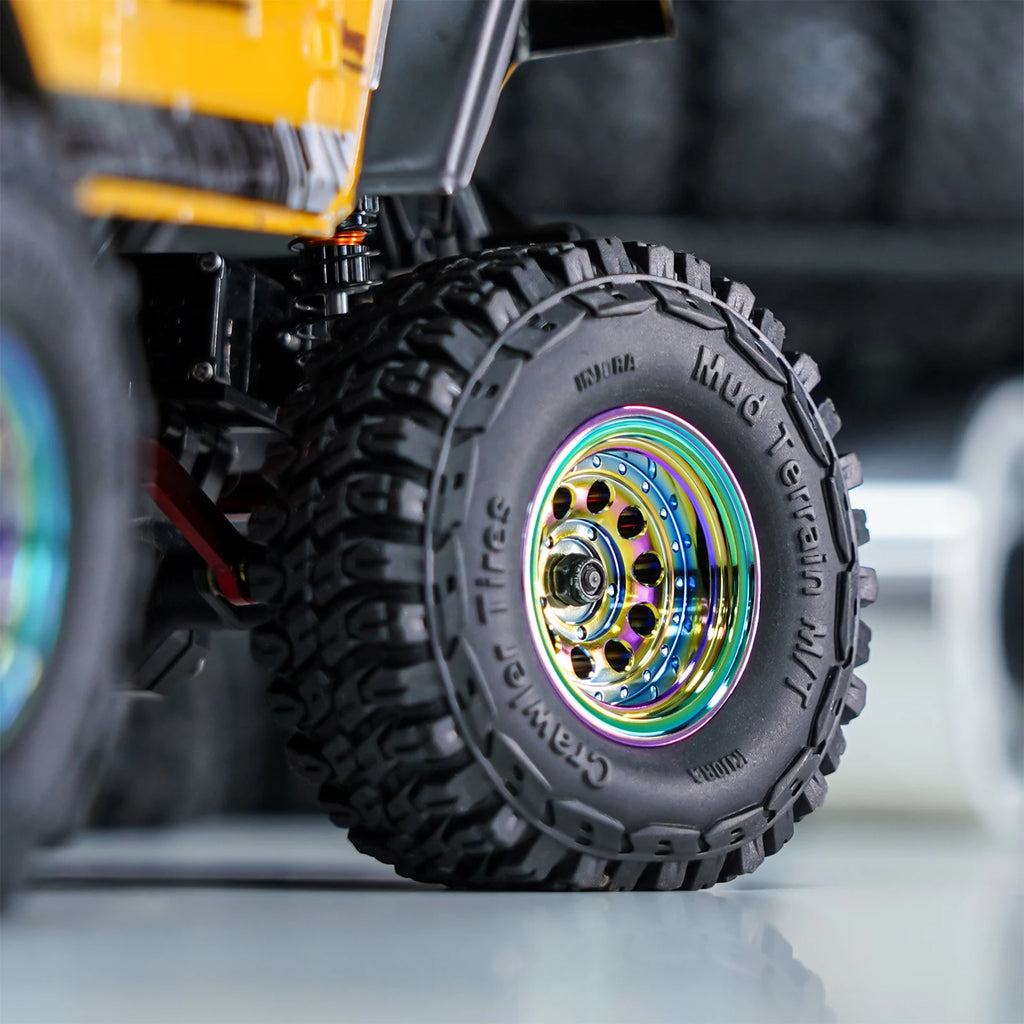 INJORA 39g Black Coating Brass 1.0" Beadlock Wheel Rims for 1/24 1/18 RC Crawler Car Axial SCX24 AX24 TRX4M FCX24 (W1008)