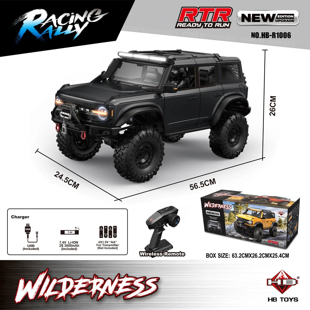 2025 HB-R100 Series RC Car New Upgrade Ford Bronco 1:10 Full Scale Model Climbing Car High Speed Off-Road Vehicle