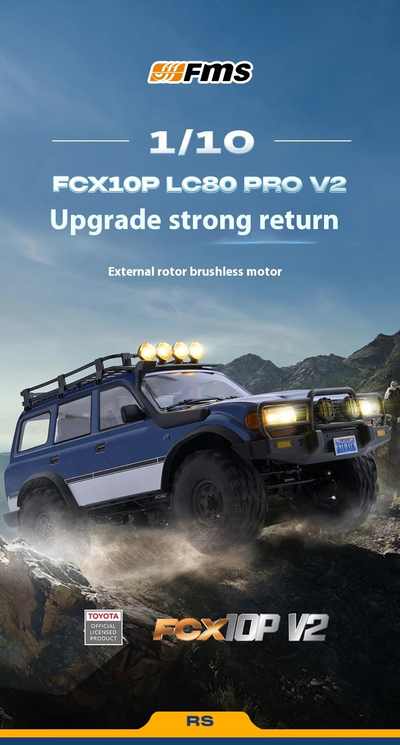 Fms Fcx10 Toyota Land Cruiser 1/10 Lc80 Pro V2 External Rotor Brushless Remote Control Off Road Climbing Vehicle 4wd Dual Speed