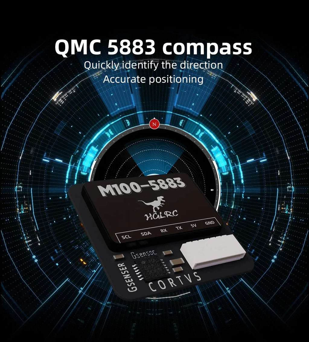 HGLRC M100-5883 M10 GPS Module with Compass Ceramic Antenna On-board LED Indicators 21x21mm for RC Airplane FPV Long Range