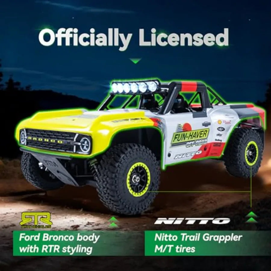 FMS 1/18 FSC18 Ford Bronco RTR EB Brushed RC Short Course Licensed by Ford High Speed 4x4 Off-Road RC Car Waterproof Remote Con