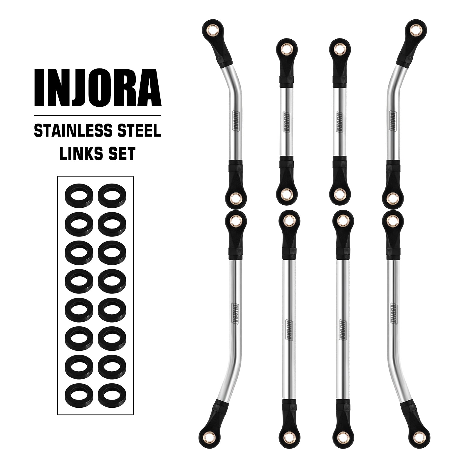 INJORA Stainless Steel High Clearance Chassis Links Steering Link Set for 1/18 RC Crawler TRX4M Defender Bronco (4M-08 4M-57)