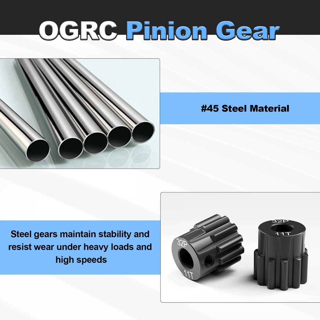 Steel Hardened 48P/32P Pinion Gears 13T 14T 15T 16T 17T 3.175mm Shaft for Traxxas Arrma HSP HPI AXIAL Tamiya Losi 1/10 RC Car