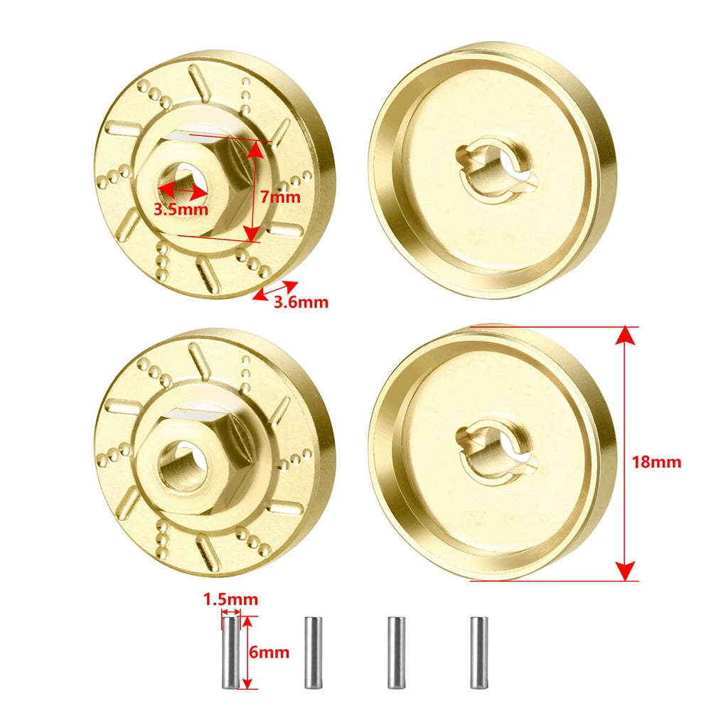 AXSPEED Brass Counterweight Caster Blocks Steering Knuckle Diff Cover Chassis Links for 1/18 TRX4M Bronco Defender Parts