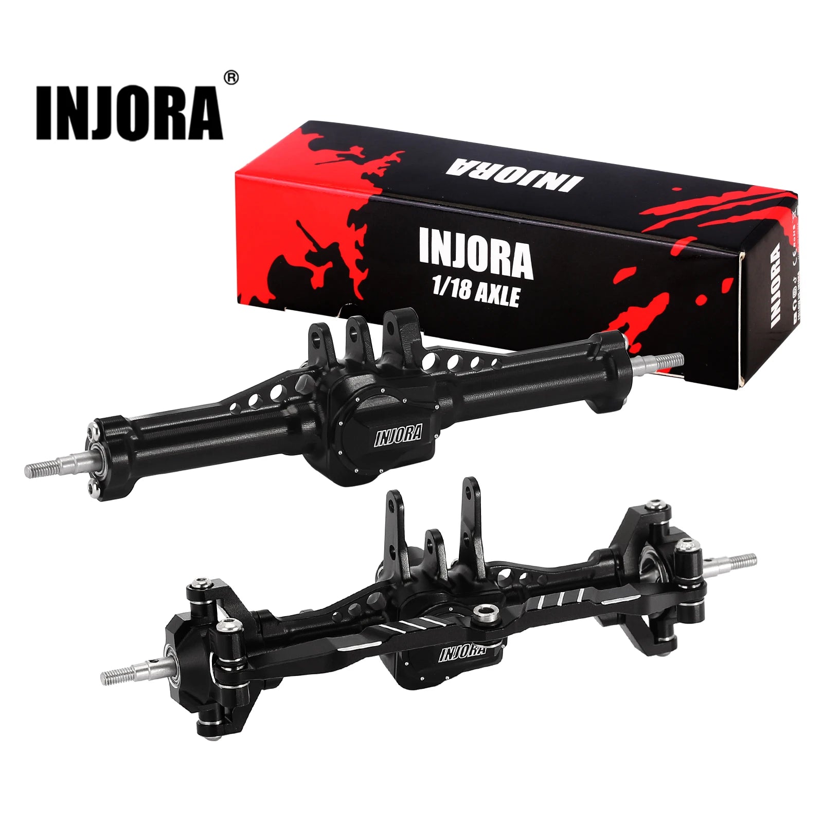 INJORA CNC Aluminum 4mm Extended Front Rear Complete Axles for 1/18 RC Crawler TRX4M Upgrade (4M-61)