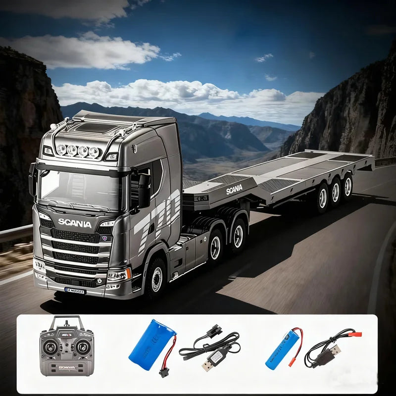Huina 2025 new model 1501+1502 Scania 770s RC heavy-duty truck trailer model tractor high-end toy children's adult gift
