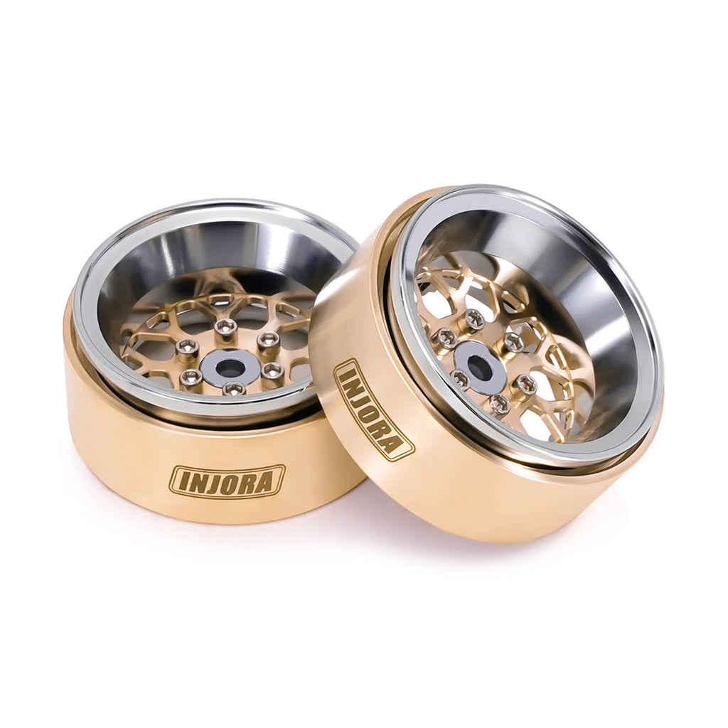 INJORA ModuWheel 1.3" Brass & Aluminum Beadlock Wheels, Negative Offset, for 1/18 1/24 RC Crawlers