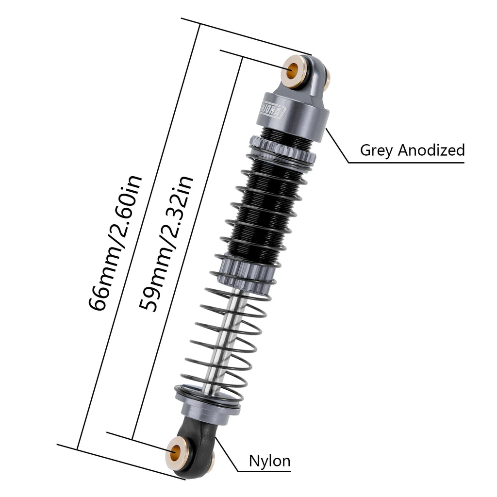 INJORA 53MM 59MM Threaded Shocks for 1/18 Redcat Ascent18 HPI Venture18