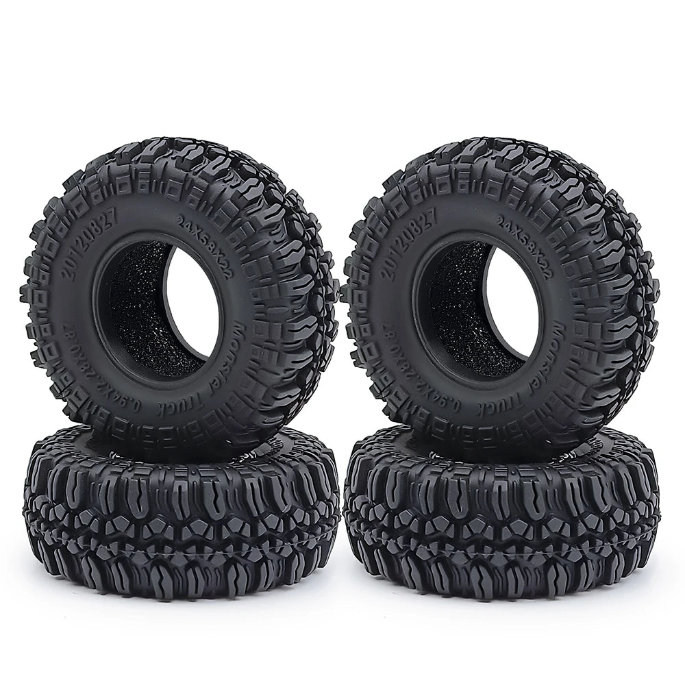 YEAHRUN 4Pcs 1.0inch Soft Rubber Wheel Tires 50/54/58/62/64/65mm for TRX-4M 1/18 Axial SCX24 1/24 RC Crawler Car Upgrade Parts