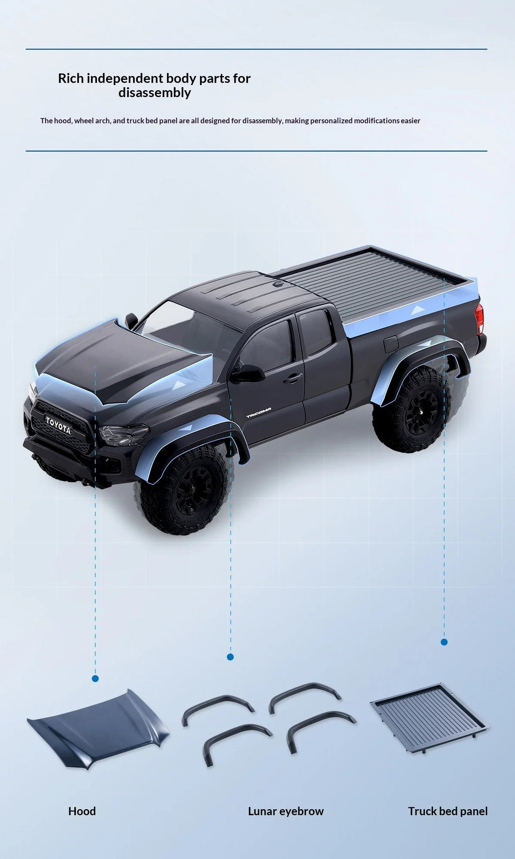 FMS 1/24 full-scale simulation model of  TACOMA remote control car RC ABS shell two-speed remote control toy car
