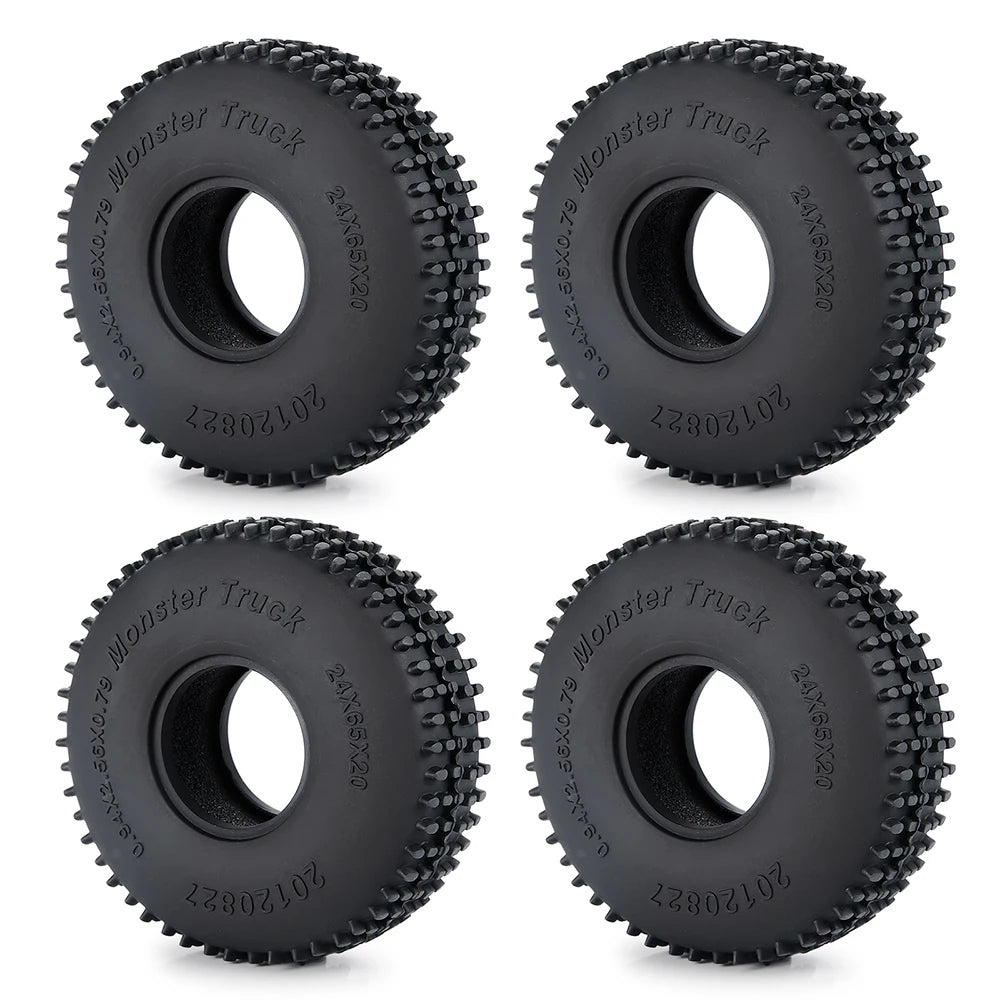 YEAHRUN 4Pcs 1.0inch Soft Rubber Wheel Tires 50/54/58/62/64/65mm for TRX-4M 1/18 Axial SCX24 1/24 RC Crawler Car Upgrade Parts