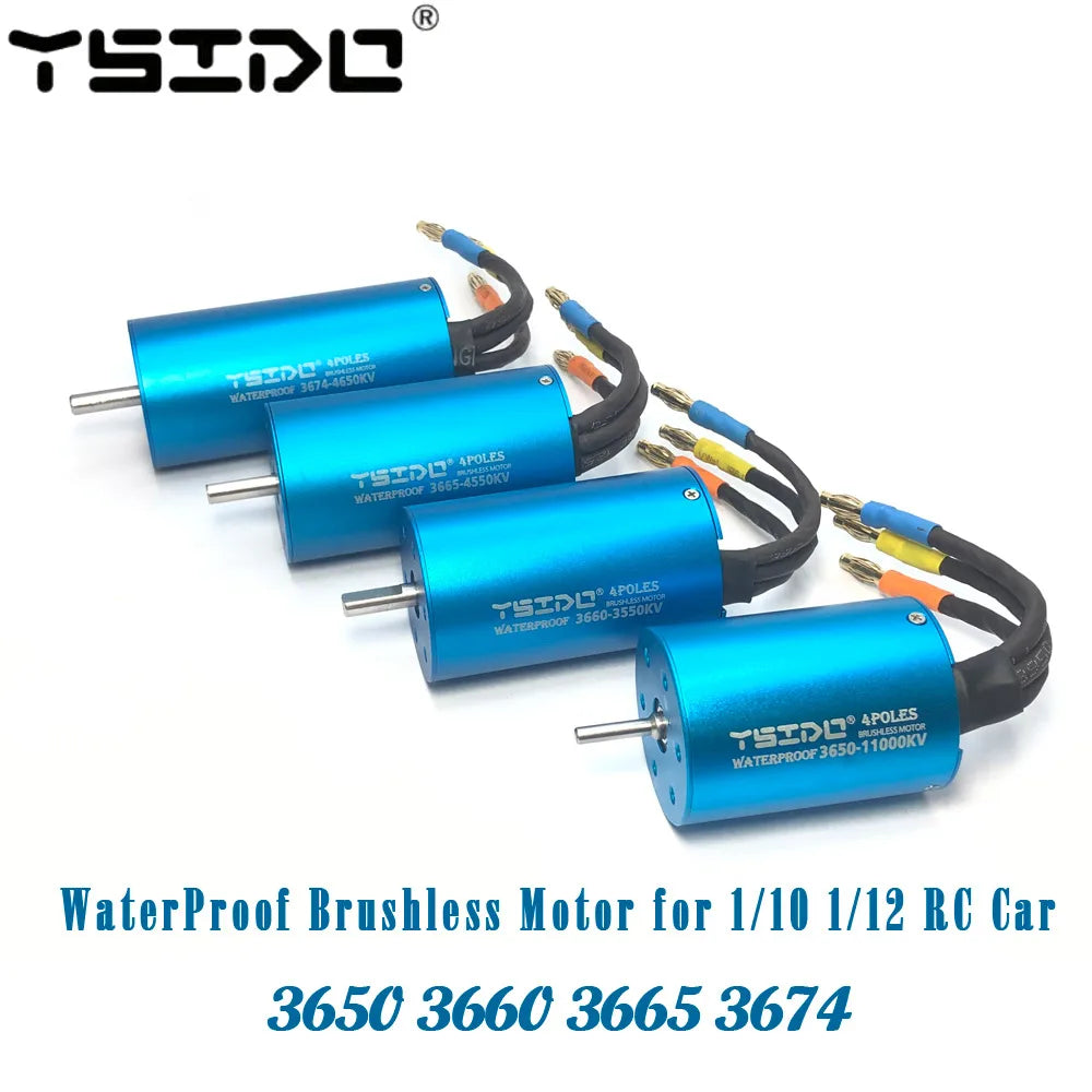 YSIDO 3650 3660 3665 3674 4500KV 5400KV Brushless Motor WaterProof for 1/10 1/12 Traxxas HSP RedCat Tamiya SCX10 RC Crawler Cars