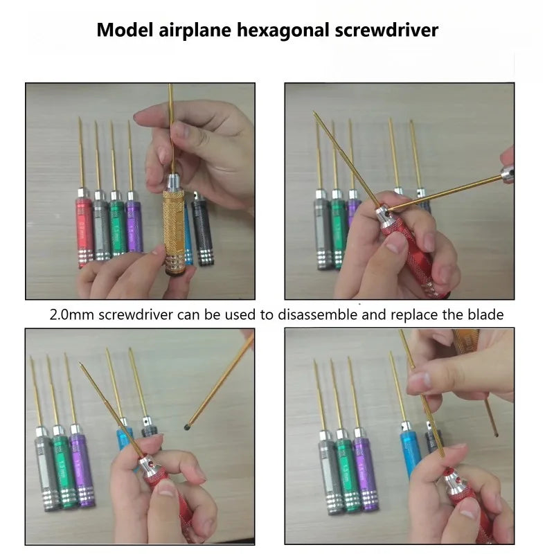 Model aircraft titanium plated hexagonal color round handle screwdriver set RC remote control car model maintenance