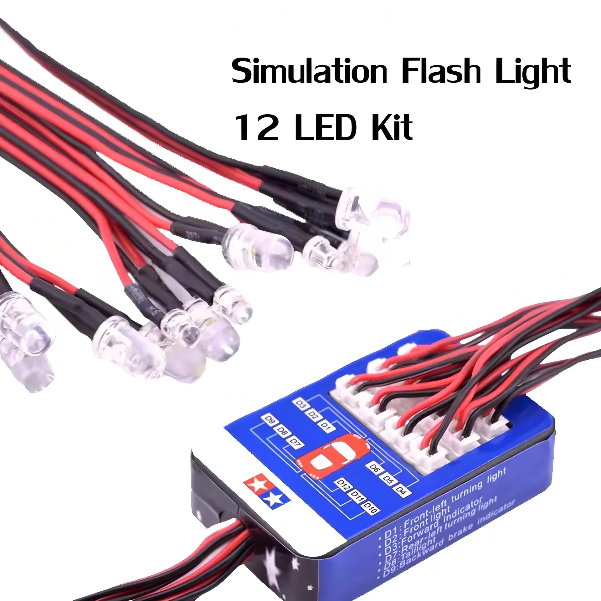 RC 12 LED Lighting Simulation Flash Light Controllable dual flashing lights Kit for 1/10 RC cars Tamiya HSP HPI RC4WD Traxxas