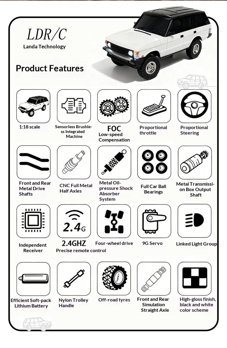 Upgraded RC Car 1/18 Scale LD18401PRO Brushless Motor Metal Transmission 4WD High-Speed Off-Road Vehicle with Remote Control