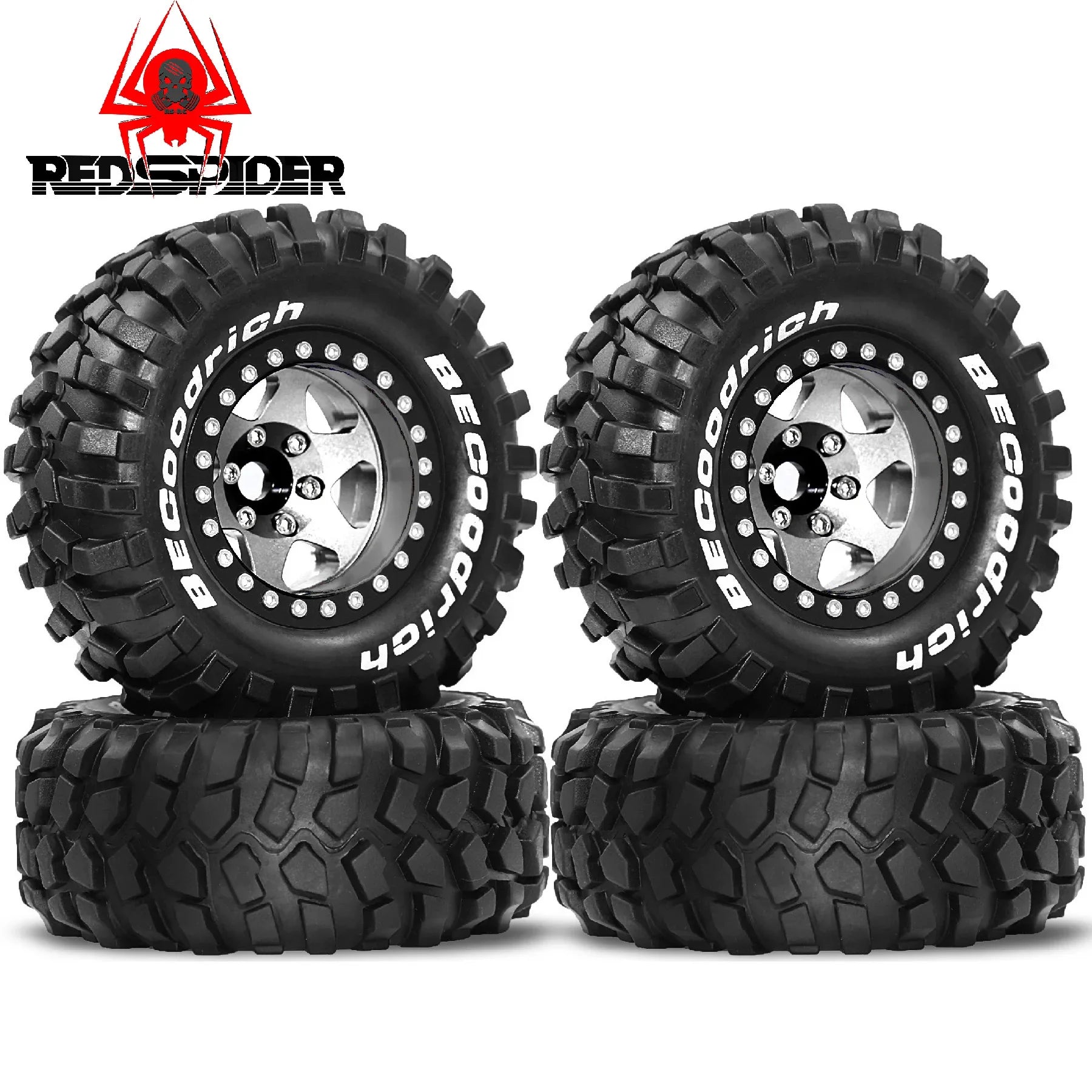 4pcs 1.9" Rubber Tires Beadlock Wheels Rims for 1/10 RC Crawler Car Traxxas TRX4 Axial SCX10 90046 90047 MST HSP Redcat Gen8