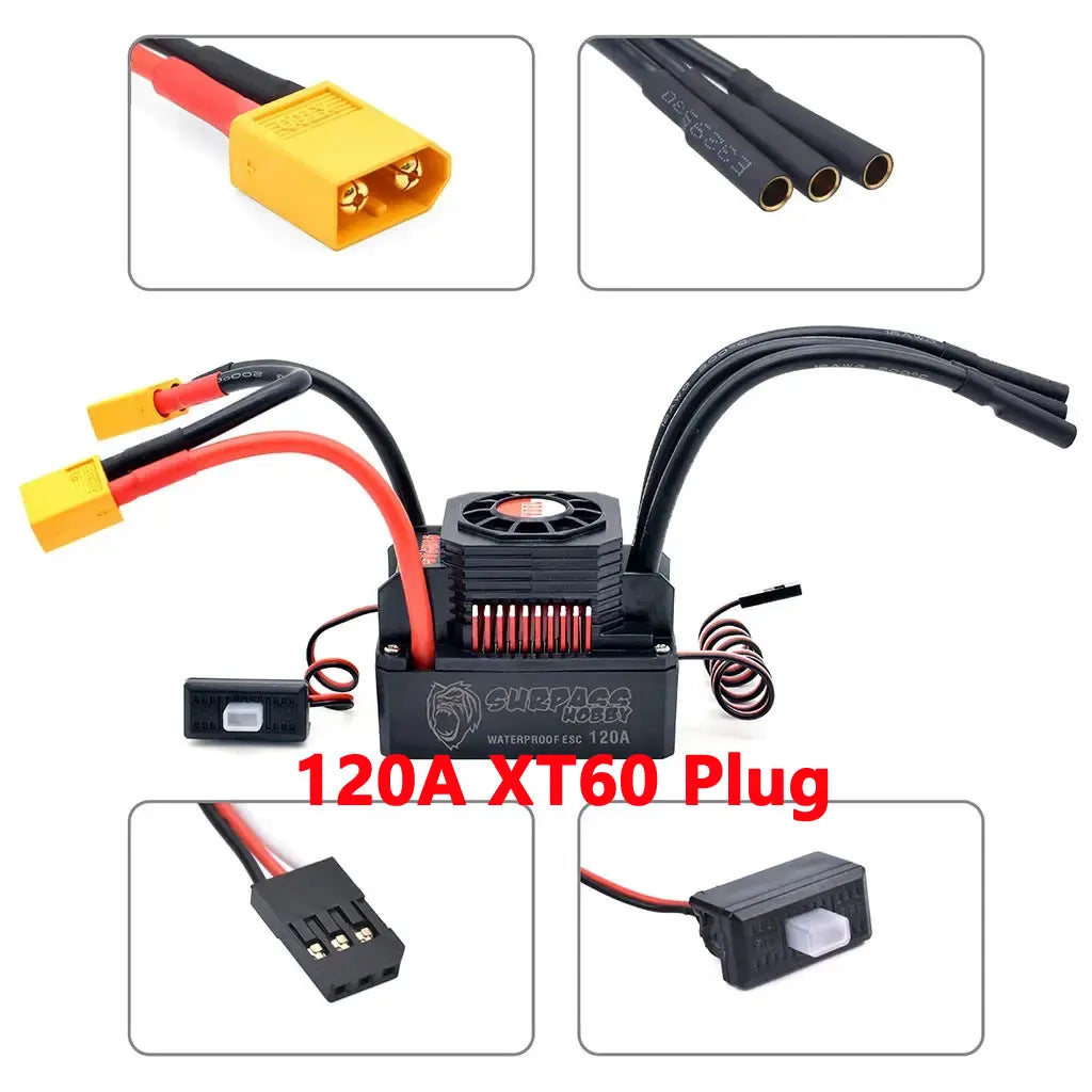 Surpass Hobby KK 3650 Combo Waterproof Brushless Motor 7700/6900/4500/3600/3100KV 3.175mm Shaft w/ 60A/120A ESC for 1/10 RC Car