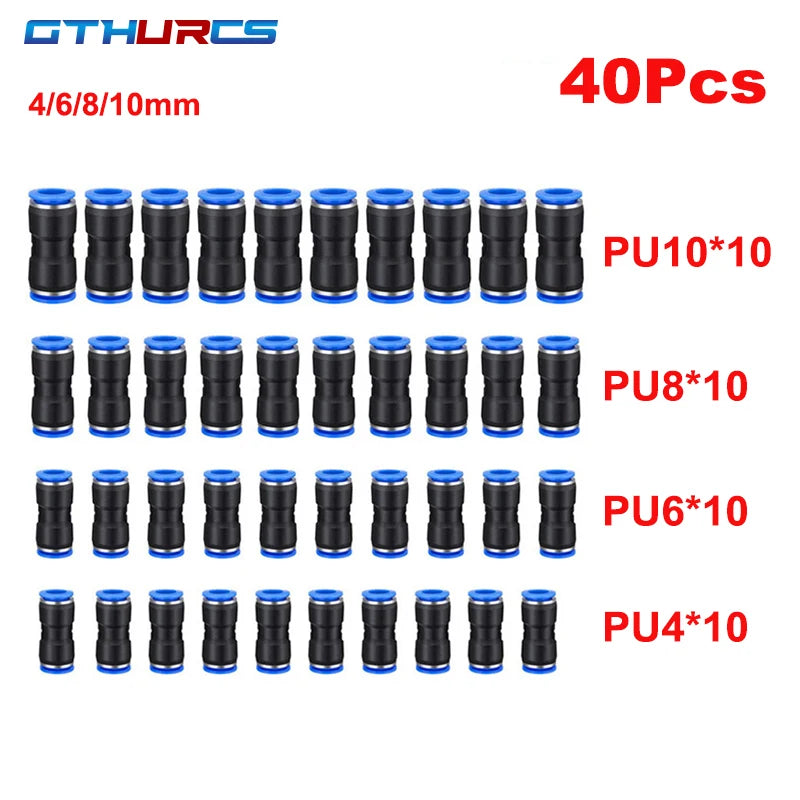 30/40/50/60/70pcs Pneumatic Fitting Straight Push Plastic Connector 6/8/10/12mm Trachea Connector PU  Air Hose Tube