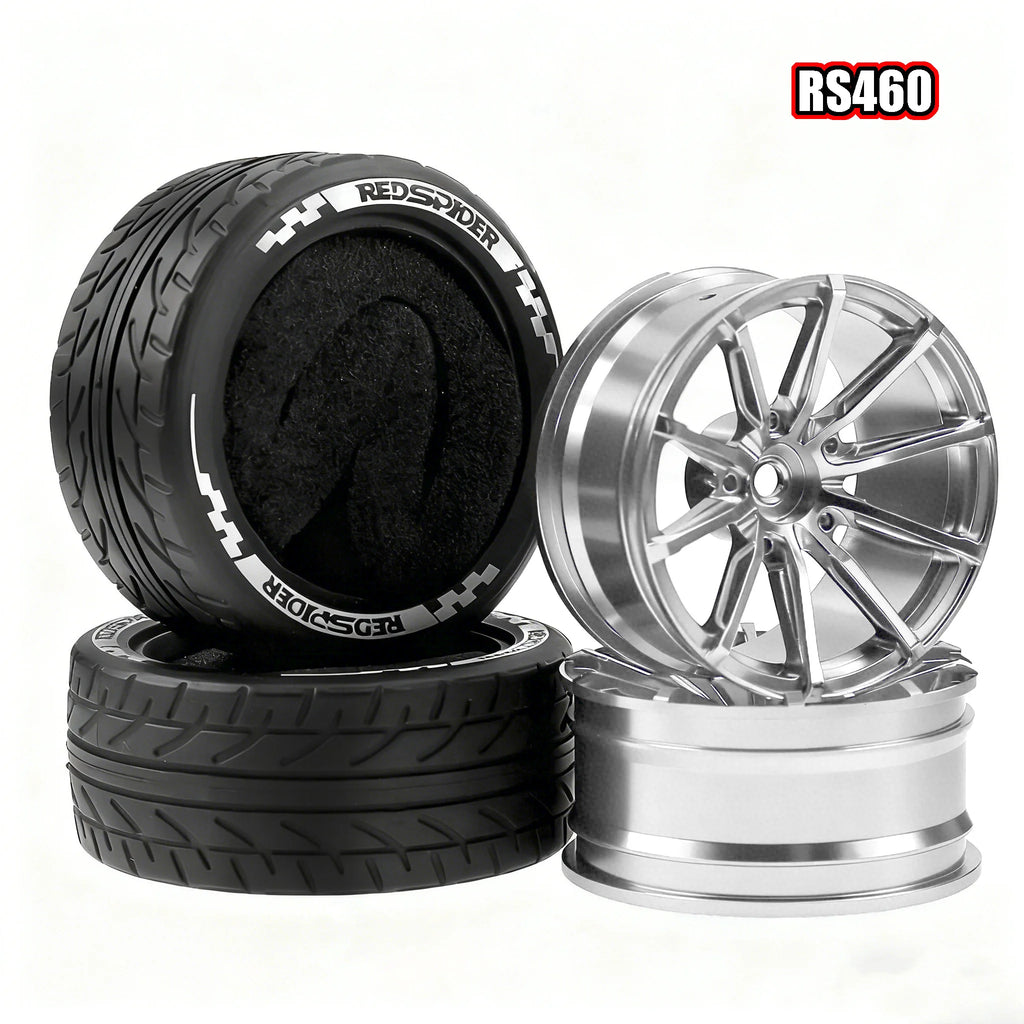 1/10 Metal RC On-Road Wheel Tires 2.55" OD 12mm Hex for 1/10 Tamiya TT01 TT02 XV02 XV01 WLtoys HSP Kyosho WR8 RedCat Sakura HPI