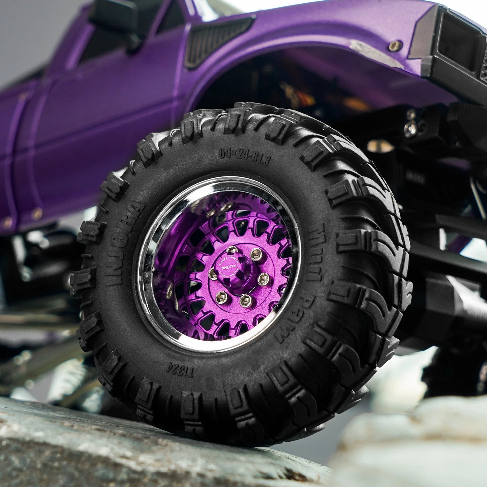 INJORA ModuWheel 1.3" Brass & Aluminum Beadlock Wheels, Negative Offset, for 1/18 1/24 RC Crawlers