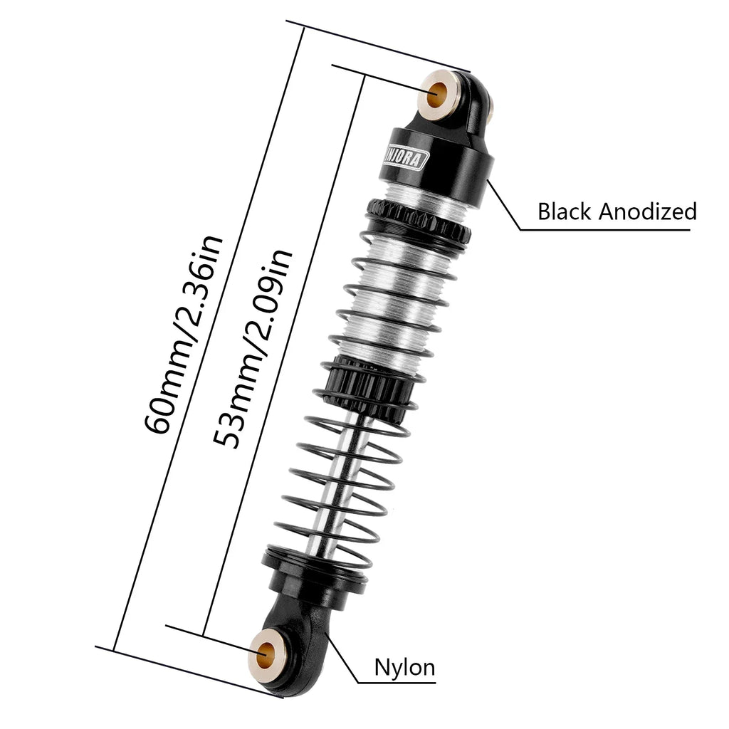 INJORA 53MM 59MM Threaded Shocks for 1/18 Redcat Ascent18 HPI Venture18