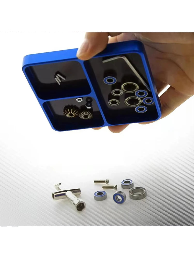 RS 98*98*11mm CNC Aluminium Magnetic Screw Tray Nut Gasket Storage Tool for RC Car Boat Airplane Model