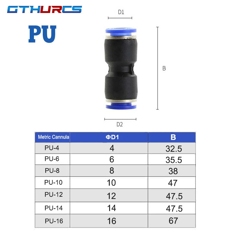 30/40/50/60/70pcs Pneumatic Fitting Straight Push Plastic Connector 6/8/10/12mm Trachea Connector PU  Air Hose Tube