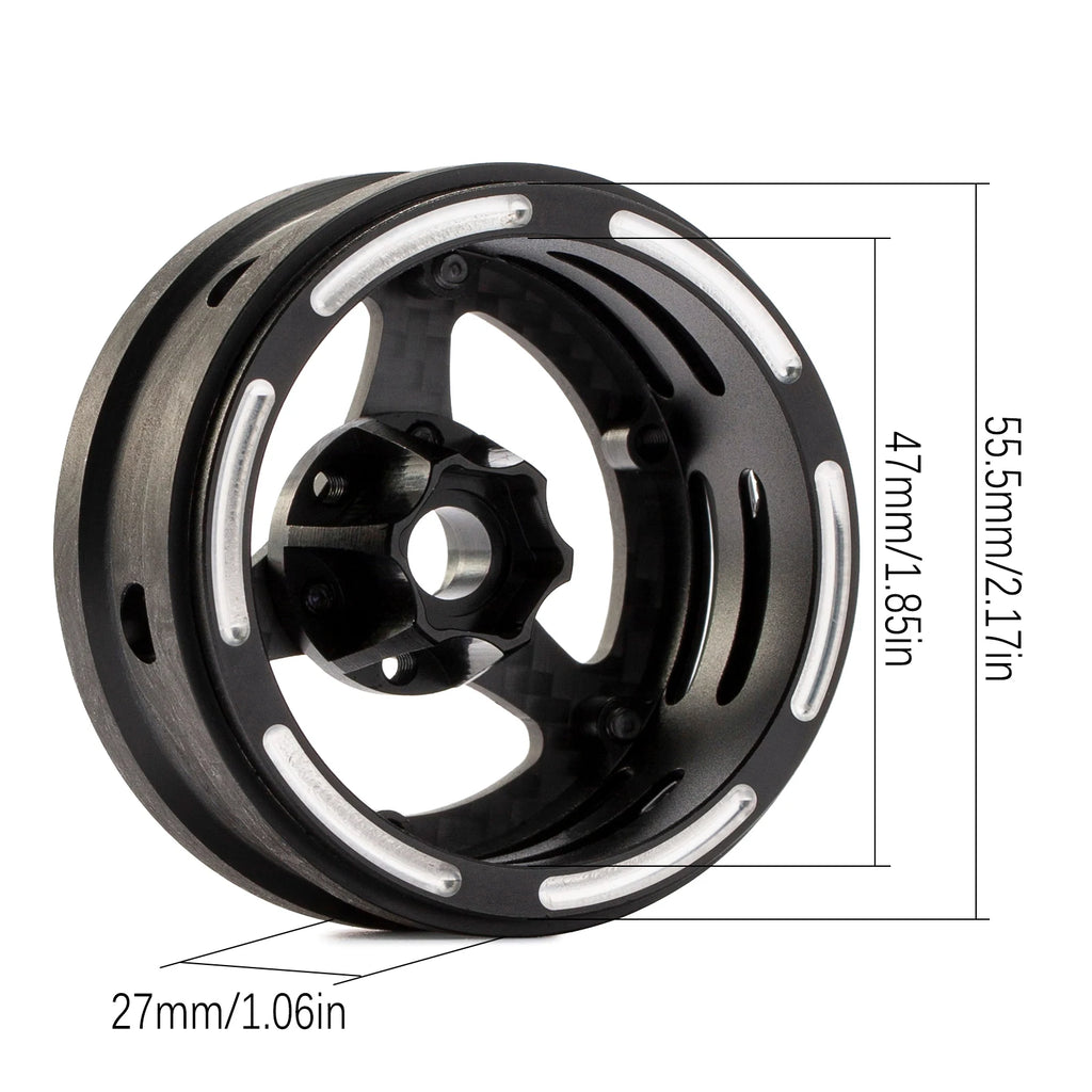1.9 Inch Carbon Fiber Portal Beadlock Wheels Rims for 1/10 RC Crawler lightweight design GSPEED LCG Chassis Capra SCX10 Pro TRX4