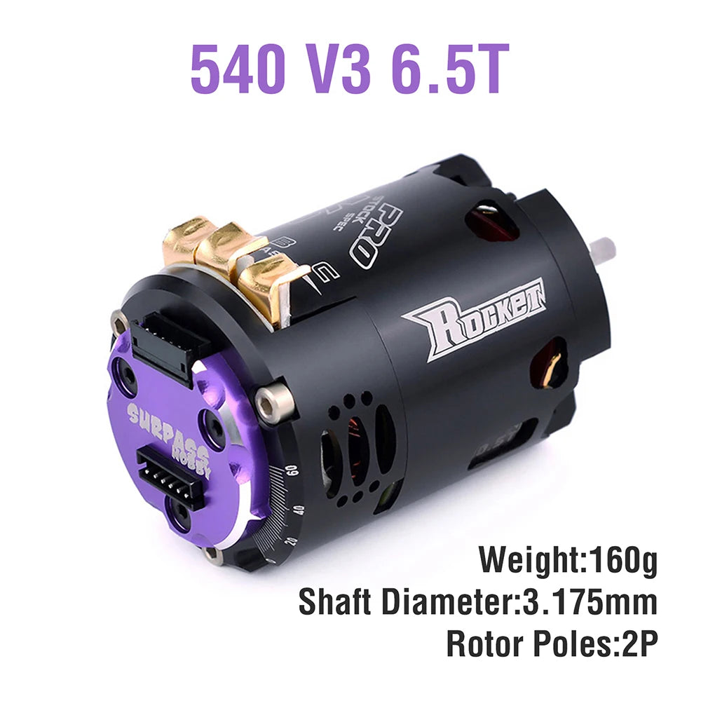 Surpass Hobby Rocket 540 V3 Brushless Motor 5.5T 6.5T 8.5T 10.5T 13.5T 21.5T For Modified Competition 1/10 1/12 F1 RC Drift Car