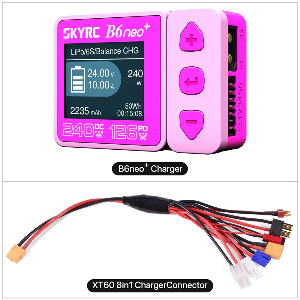 SKYRC B6neo+ Smart Charger High Power DC240W PD126W Multilanguage Balance Charger 600mA XT60/Type-C /PSA100 Power Adapter