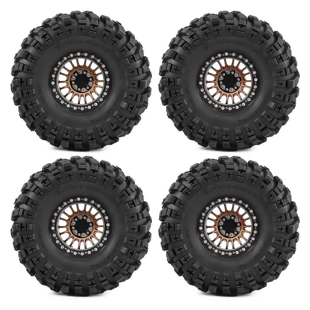2.2 Inch Aluminum Beadlock Wheels Tires 12mm Hex for 1/10 TRX4 SCX10 Gen8 D90 TRX6 RC Crawler Upgrade 2.2