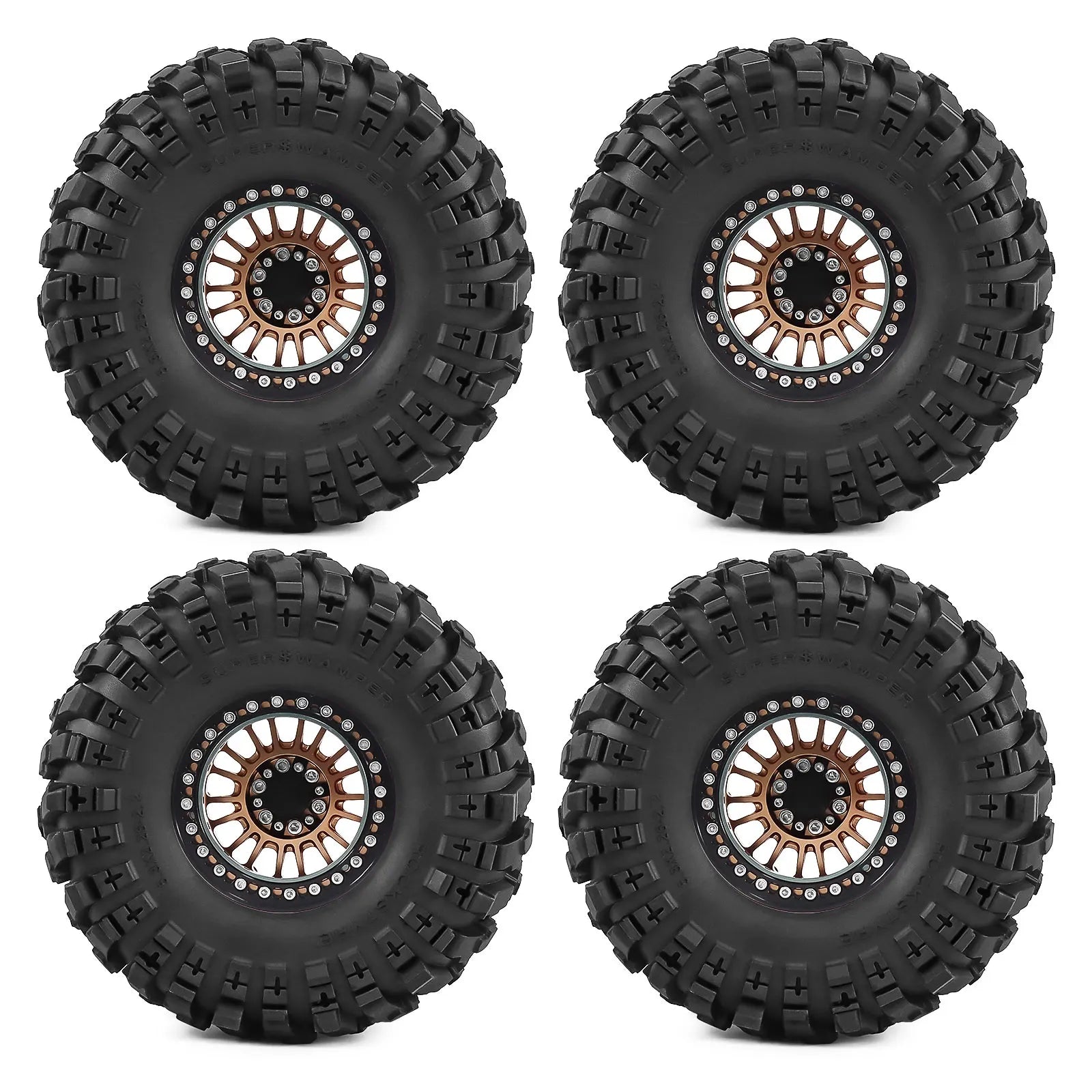 2.2 Inch Aluminum Beadlock Wheels Tires 12mm Hex for 1/10 TRX4 SCX10 Gen8 D90 TRX6 RC Crawler Upgrade 2.2