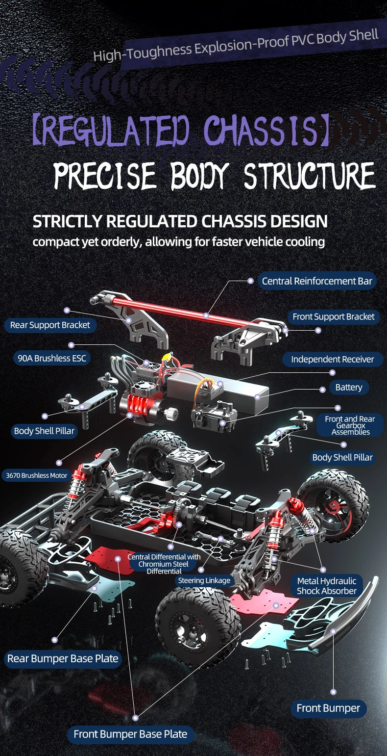 C8826 1:10  High-Speed Brushless 4WD Off-Road RC Car with Hydraulic Suspension Premium Remote Control Vehicle for Kids Adults