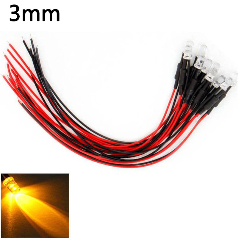 10PCS LED Lights 3mm/5mm 12v for 1/10 RC Crawler Drift Car TRX4 Defender AXIAL SCX10 D90 1/14 Tamiya RC Truck Scania Actros Part