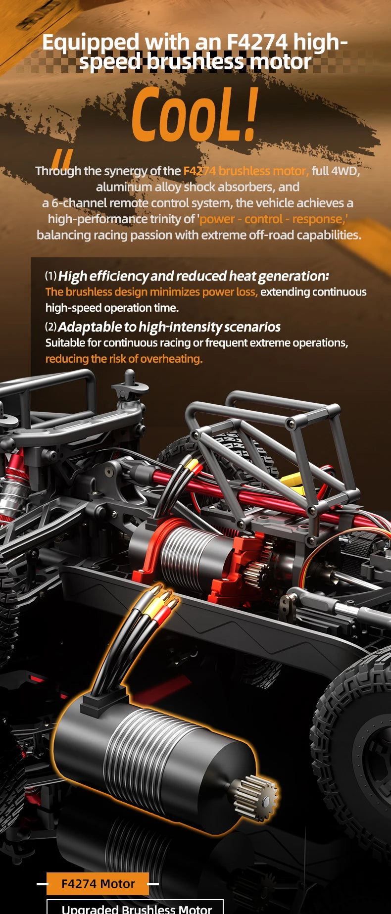 JJRC C8822 1/8 remote control car with four-wheel drive, full-scale racing cars without brushes, high-speed off-road toy vehicle
