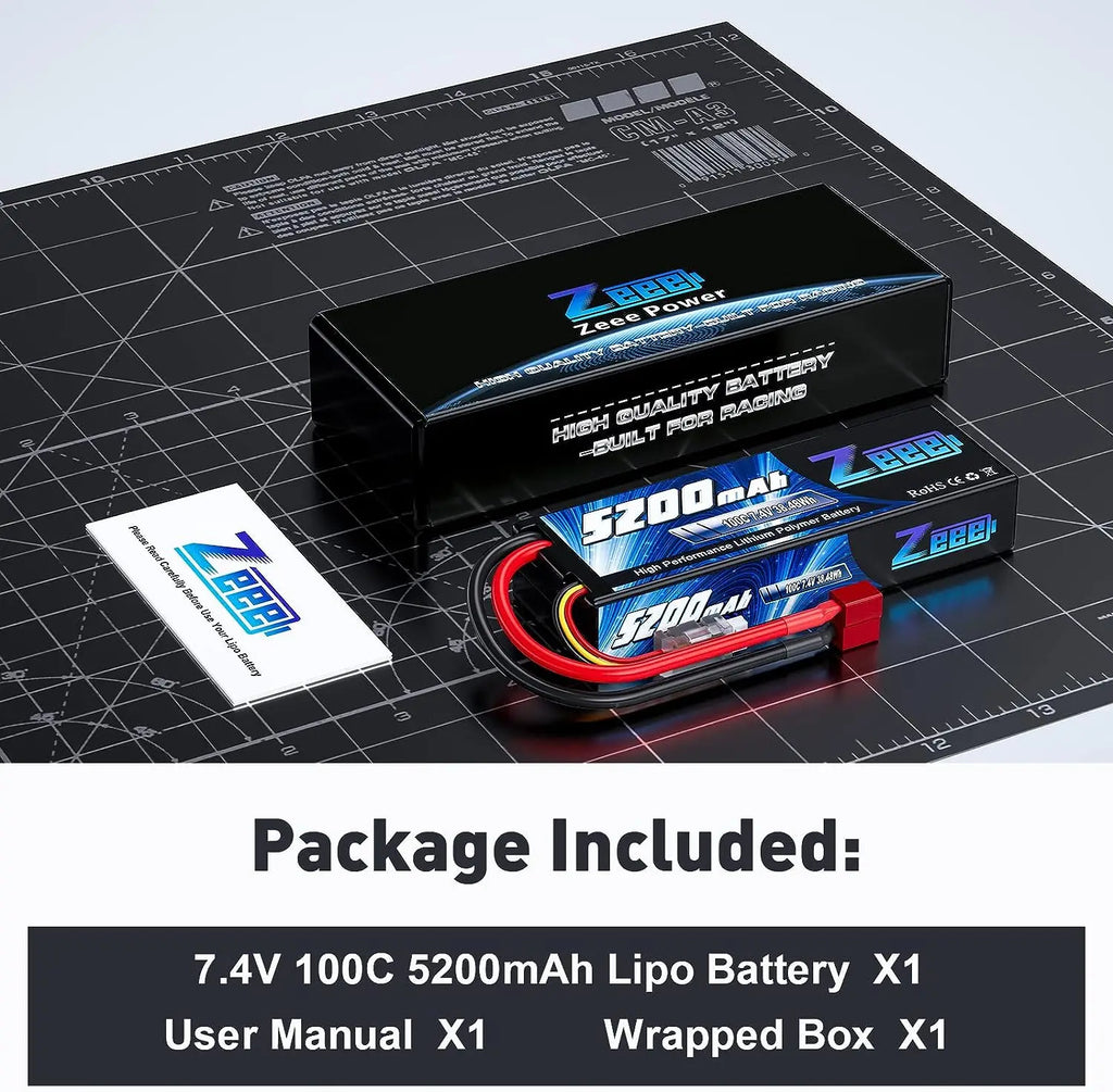 1/2 Units Zeee Lipo Battery 2S 7.4V 100C 5200mAh with Deans Connector for RC Car Truck Vehicle Buggy Losi RC Racing Models Parts