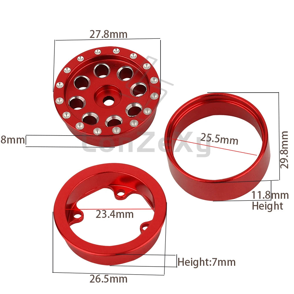 Aluminum Alloy 1.0 Inch Beadlock Wheel Hub Rims for RC Crawler Car 1/24 Axial SCX24 AX24 FCX24 1/18 TRX4M Metal Upgrade Parts