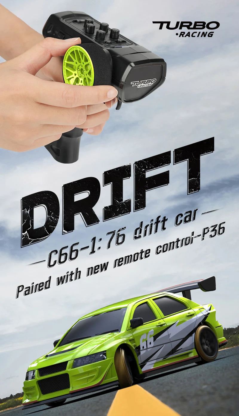 Turbo Racing 1:76 C66 Drift RC Car RTR Radio Full Proportional Remote Control Toys Car With Gyro Children Desktop Toys Car