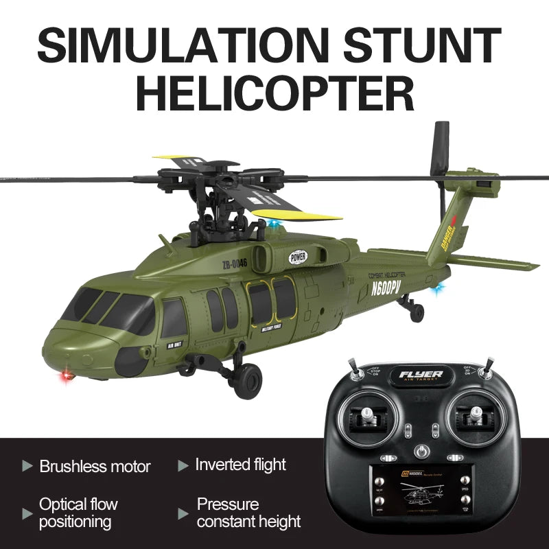 K200 UH-60 Simulation Black-Hawkk 6CH RC Helicopter 2.4G Aerobatic Remote Control  Altitude Hold & Optical Flow Positioning RTF