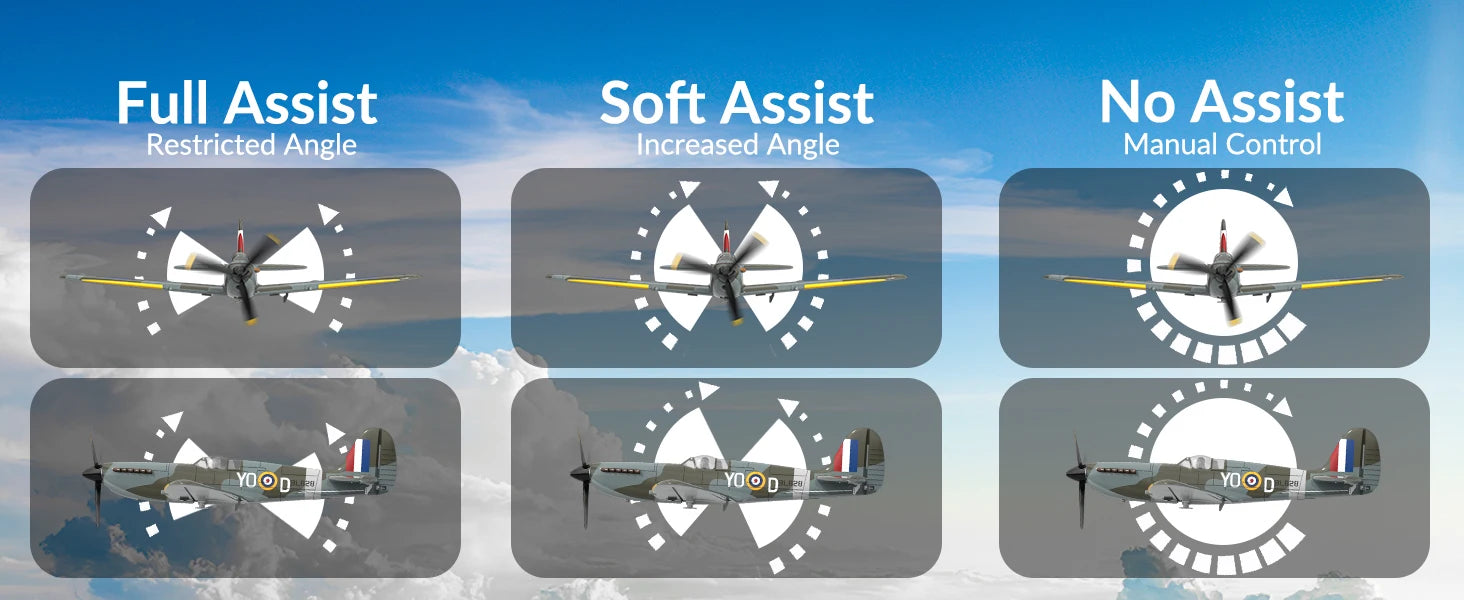 Volantex New Spitfire RC Plane EPP 400mm Wingspan RC Fighter One Key Aerobatic 2.4G 4CH RTF Warbird Plane